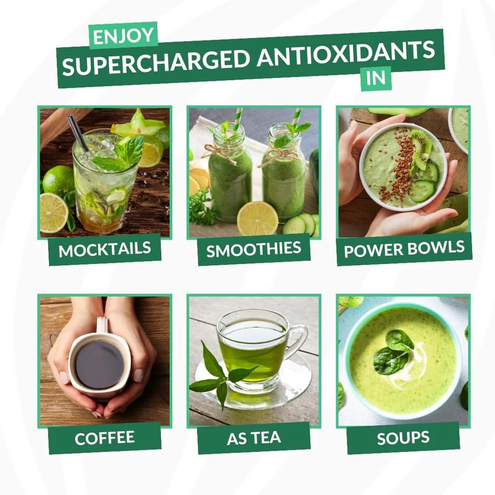 Amla Green: 20x Concentrated Amla Powder + Decaf Green Tea | Organic, Vegan, 90 Servings