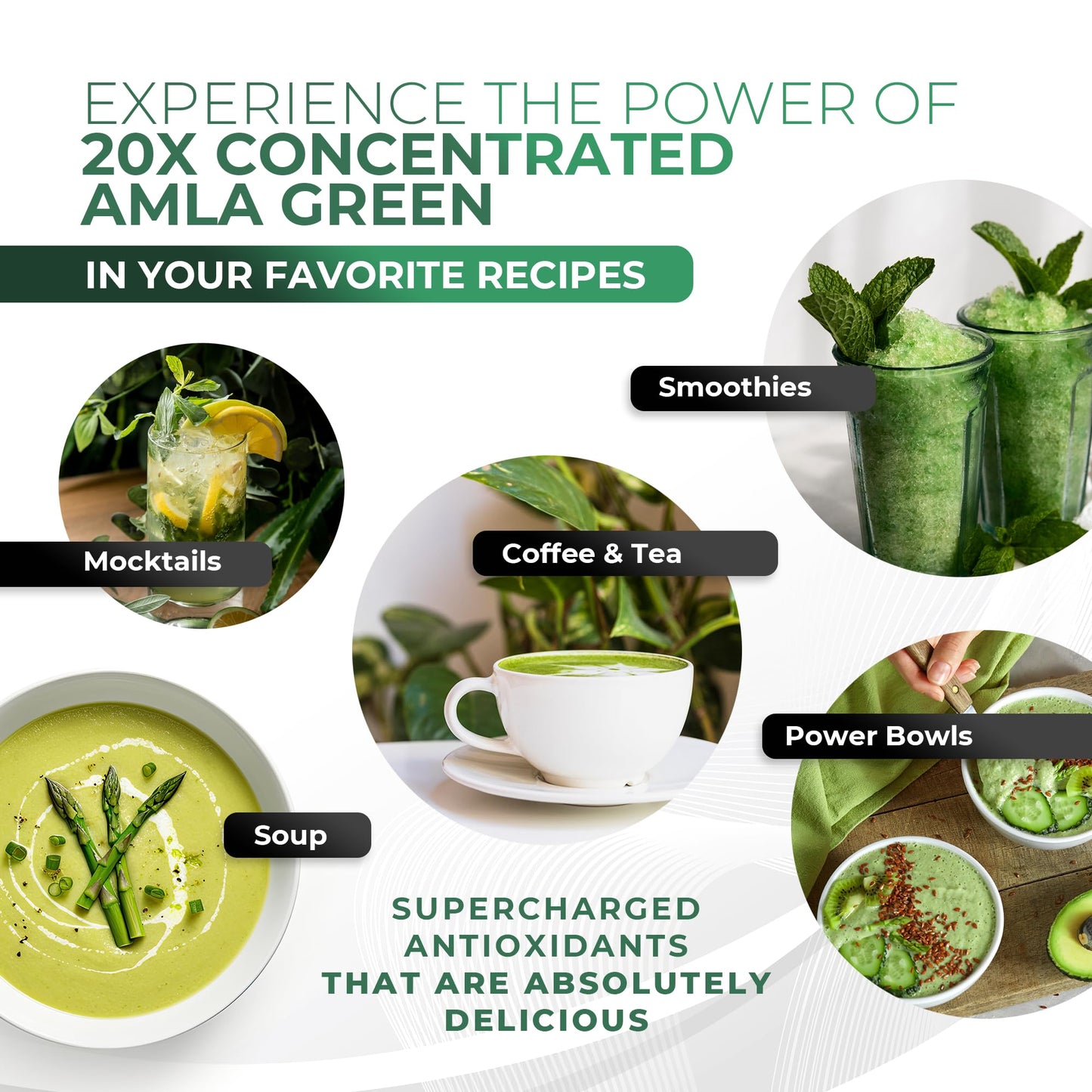 Amla Green: 20x Concentrated Amla Powder + Decaf Green Tea | Organic, Vegan, 90 Servings