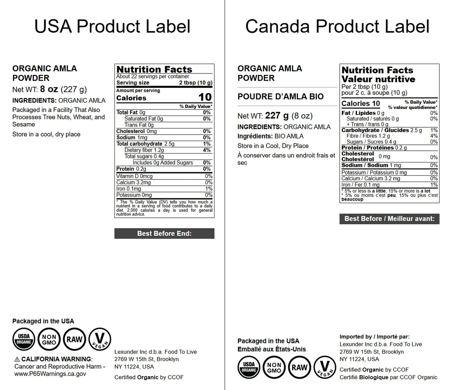 Food to Live Organic Amla Powder (Amalaki) – 8 oz, Non-GMO, Raw, Vegan