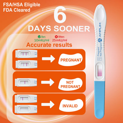 Amplim HCG Early Detection Pregnancy Test – Bulk 10-Pack, 6 Days Sooner, 10 MIU/mL, Midstream