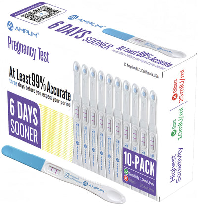 Amplim Early Detection Pregnancy Tests – Bulk, 10 MIU/mL, 99.9% Accurate