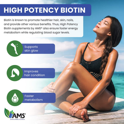 America Medic & Science Biotin 5,000 mcg | Hair Growth, Skin & Nails | Vitamin B7