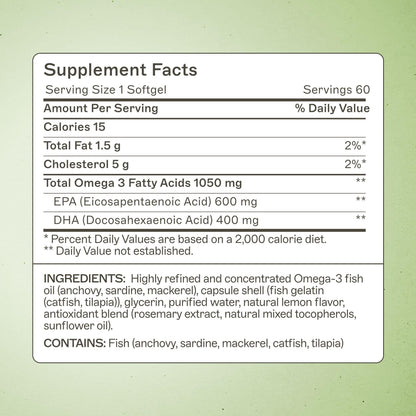 Amy Myers MD Complete Omega-3 Softgels – Fish Oil for Heart & Immune Support | 60 Softgels
