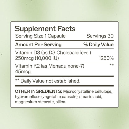 Amy Myers MD Vitamin D3/K2 10,000 IU Capsules – Bone, Immune & Healthy Mindset Support (Pack of 2)