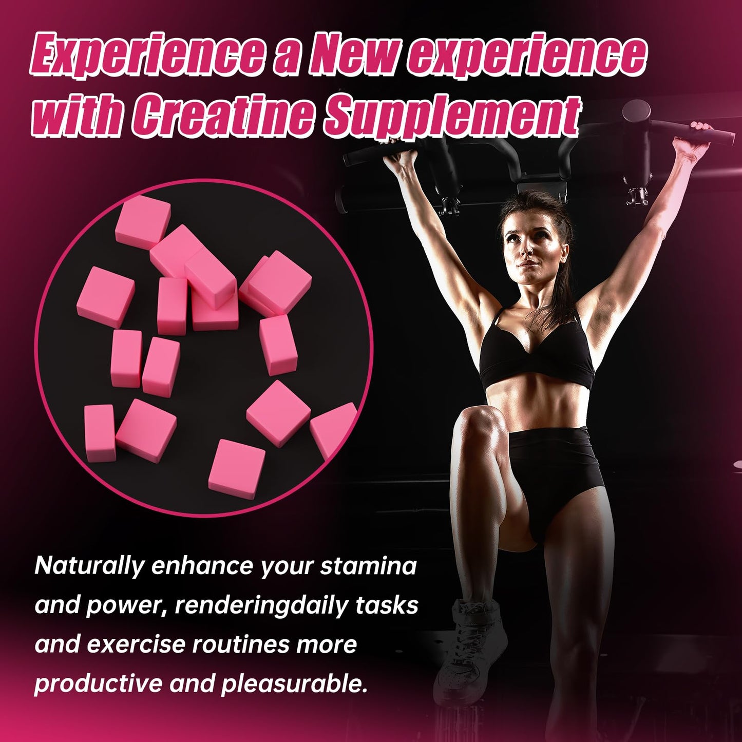 AMZXO Creatine Monohydrate Gummies 6g - Vegan Raspberry | 120 Count