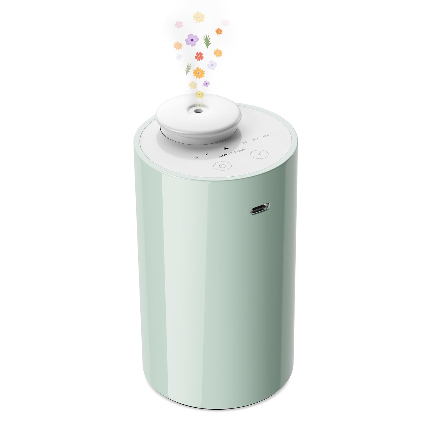 Waterless Diffuser AN6 Green Lily - Battery Nebulizer, 0.7 fl oz, 3 Timers, 3 Mist Levels
