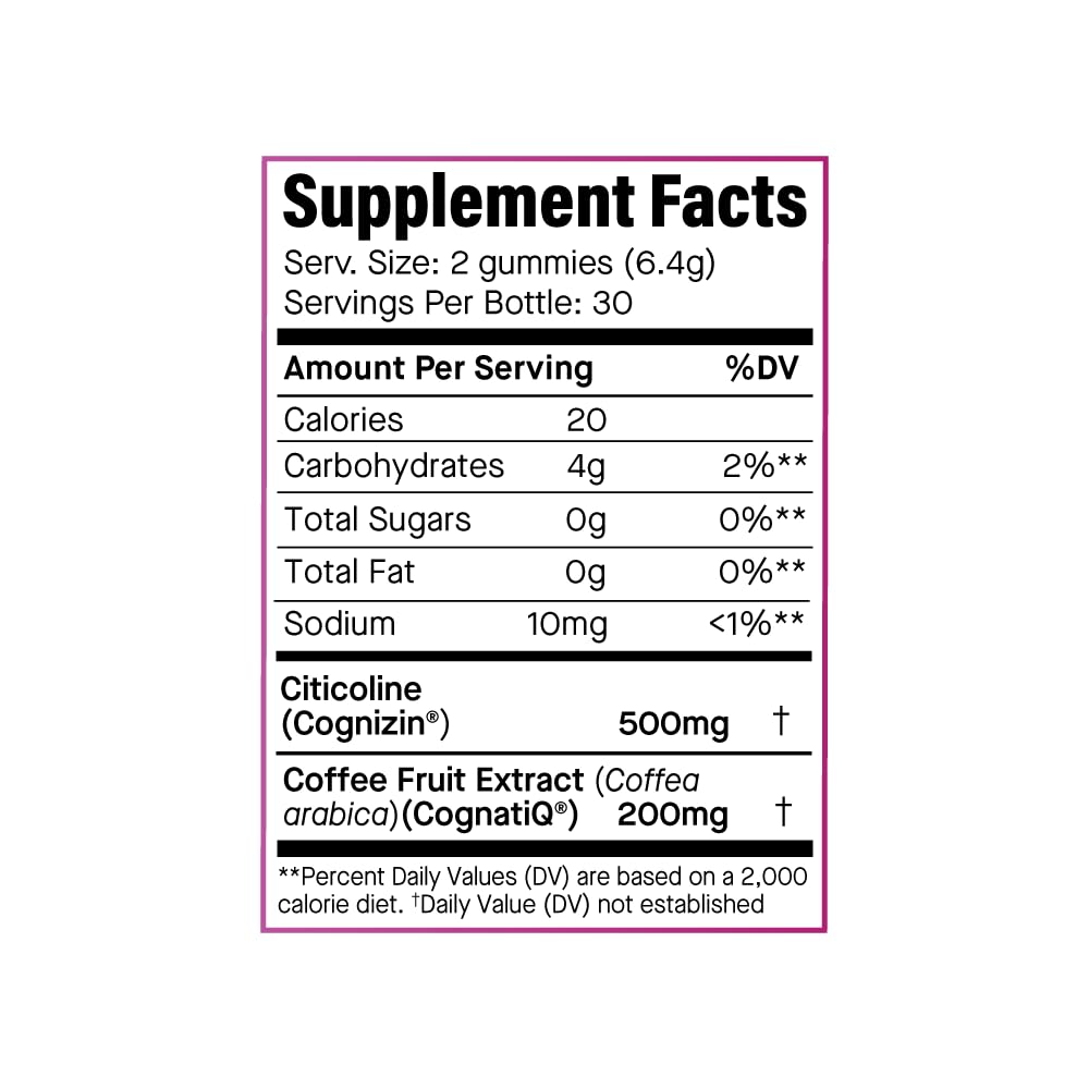 Ananda Wellness Focus & Memory Gummies – Zero Sugar, Caffeine-Free (Dark Cherry)