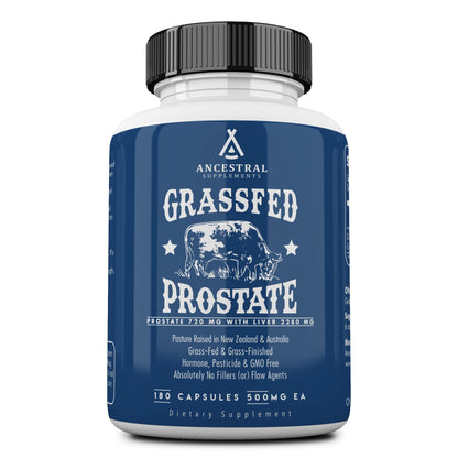 Ancestral Supplements Grass-Fed Beef Prostate Supplements with Liver – 3000mg, 180 Capsules, Non-GMO
