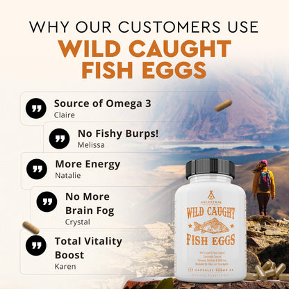 Ancestral Supplements Wild Caught Fish Eggs – 2400mg Omega-3, 180 Capsules