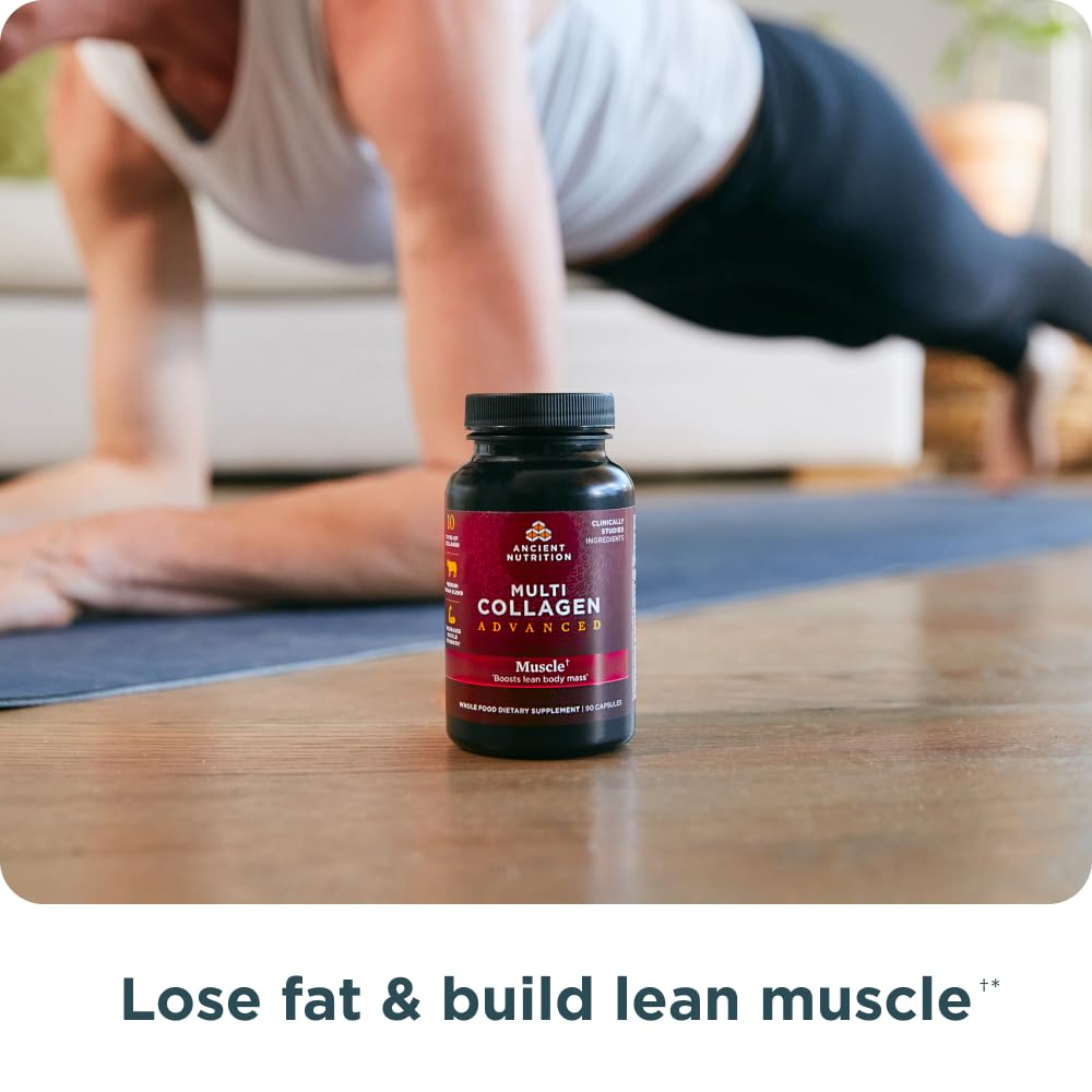 Ancient Nutrition Advanced Multi Collagen Protein Capsules – Muscle Support, 90 Count