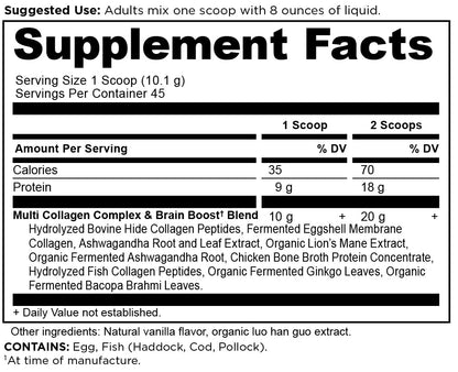 Ancient Nutrition Multi Collagen Protein – Brain Boost, 45 Servings