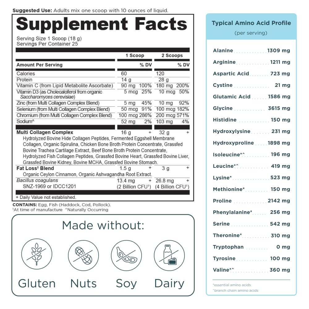 Ancient Nutrition Advanced Hydrolyzed Collagen Peptides Powder with Probiotics & Vitamin C, Cinnamon Flavor, 25 Servings