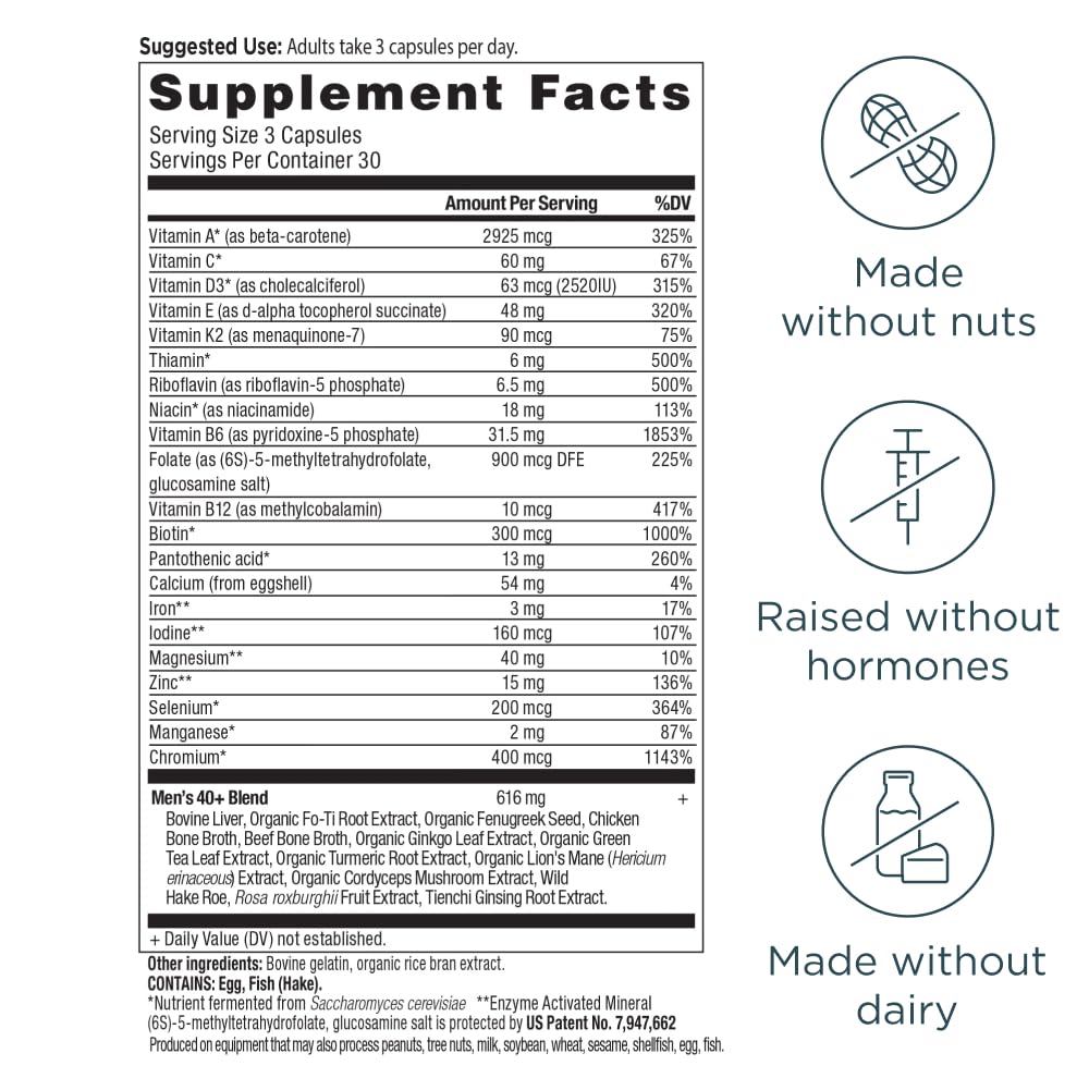 Ancient Nutrition Multivitamin for Men 40+ – 90 Count (3 Day)