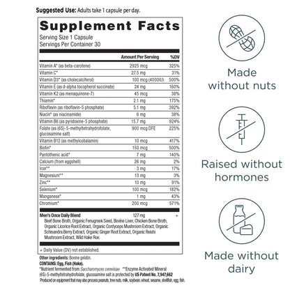 Ancient Nutrition Multivitamin for Men, Ancient Multi Men's Once Daily Vitamin Supplement 30 Ct, Vitamin A, Vitamin B and Vitamin K2, Fenugreek Seed, Supports Immune System, Paleo and Keto Friendly