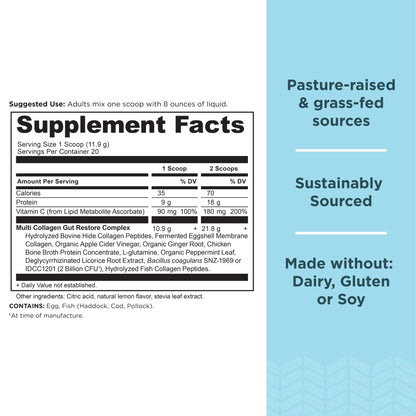Ancient Nutrition Multi Collagen Protein – Gut Restore, 20 Servings