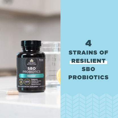 Ancient Nutrition SBO Probiotics Once Daily Immune Support – 25 Billion CFU, Vitamin C & Vitamin D, 30 Count