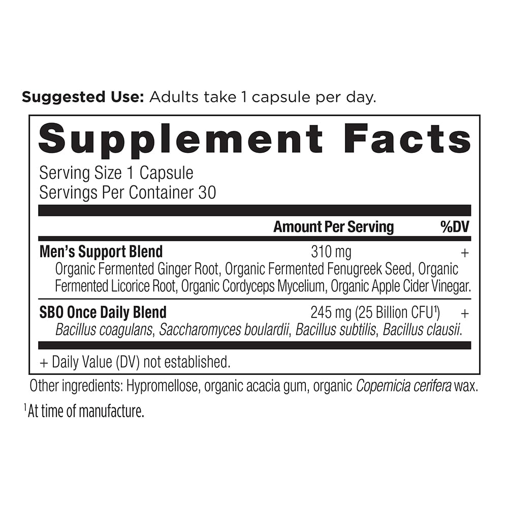 Ancient Nutrition SBO Probiotics for Men – Once Daily 30 Count, 25B CFU