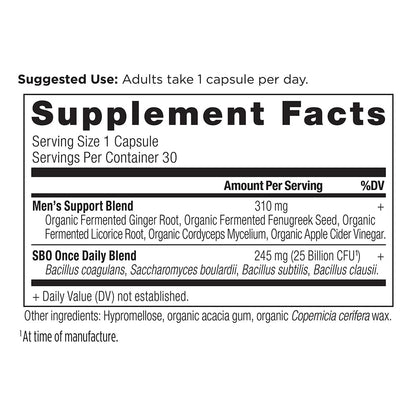 Ancient Nutrition SBO Probiotics for Men – Once Daily 30 Count, 25B CFU