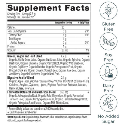 Ancient Nutrition SuperGreens with Probiotics – Organic Mango Flavor