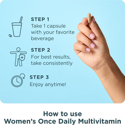Ancient Nutrition Women’s Multivitamin – Once Daily (30 Count) with Methlyated Vitamin B, C, K2, Magnesium, Folate & Iron