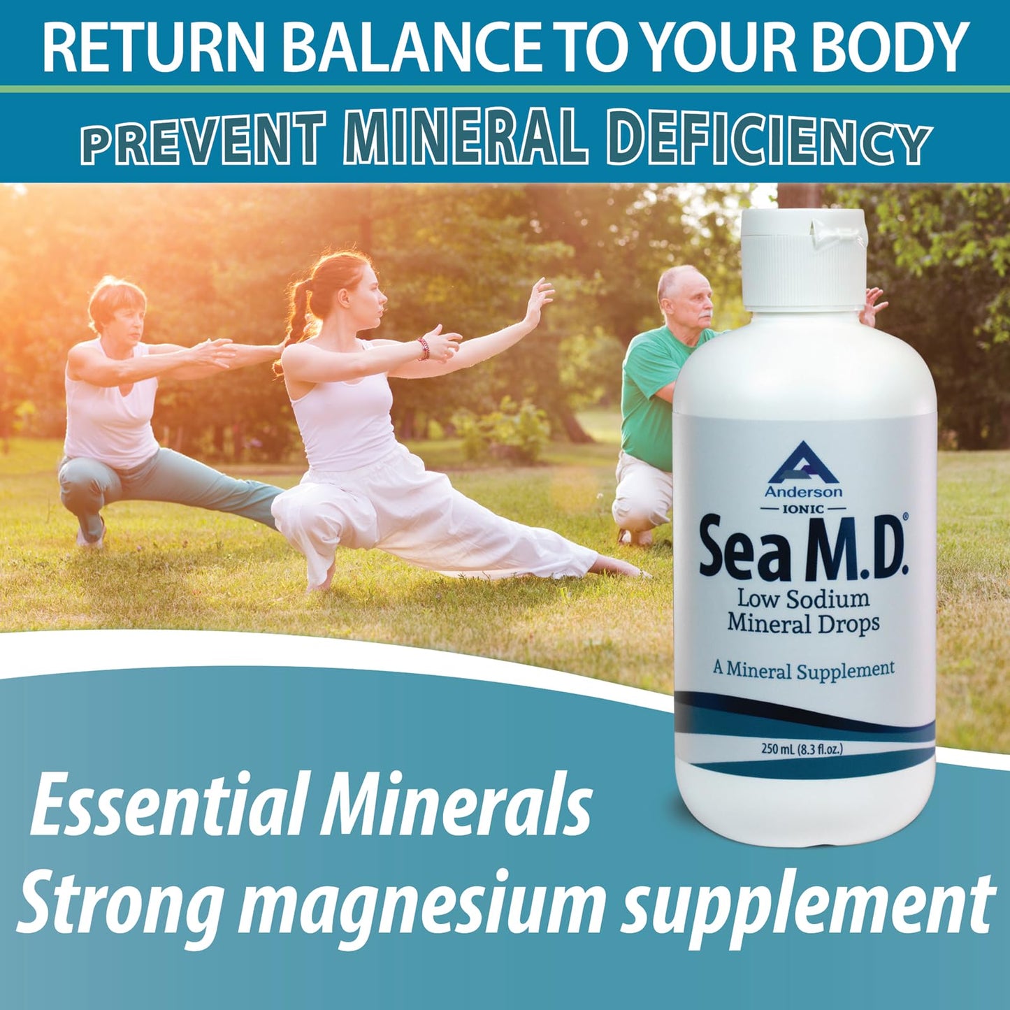 Anderson Sea M.D. Concentrated Trace Mineral Drops – Ionic Magnesium Supplement, 8.3 oz