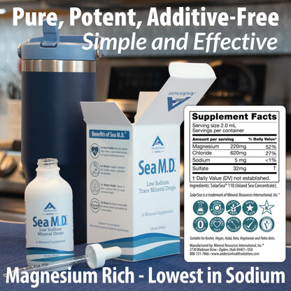 Anderson Sea M.D. Concentrated Trace Mineral Drops – Ionic Magnesium, 4 oz Glass Bottle