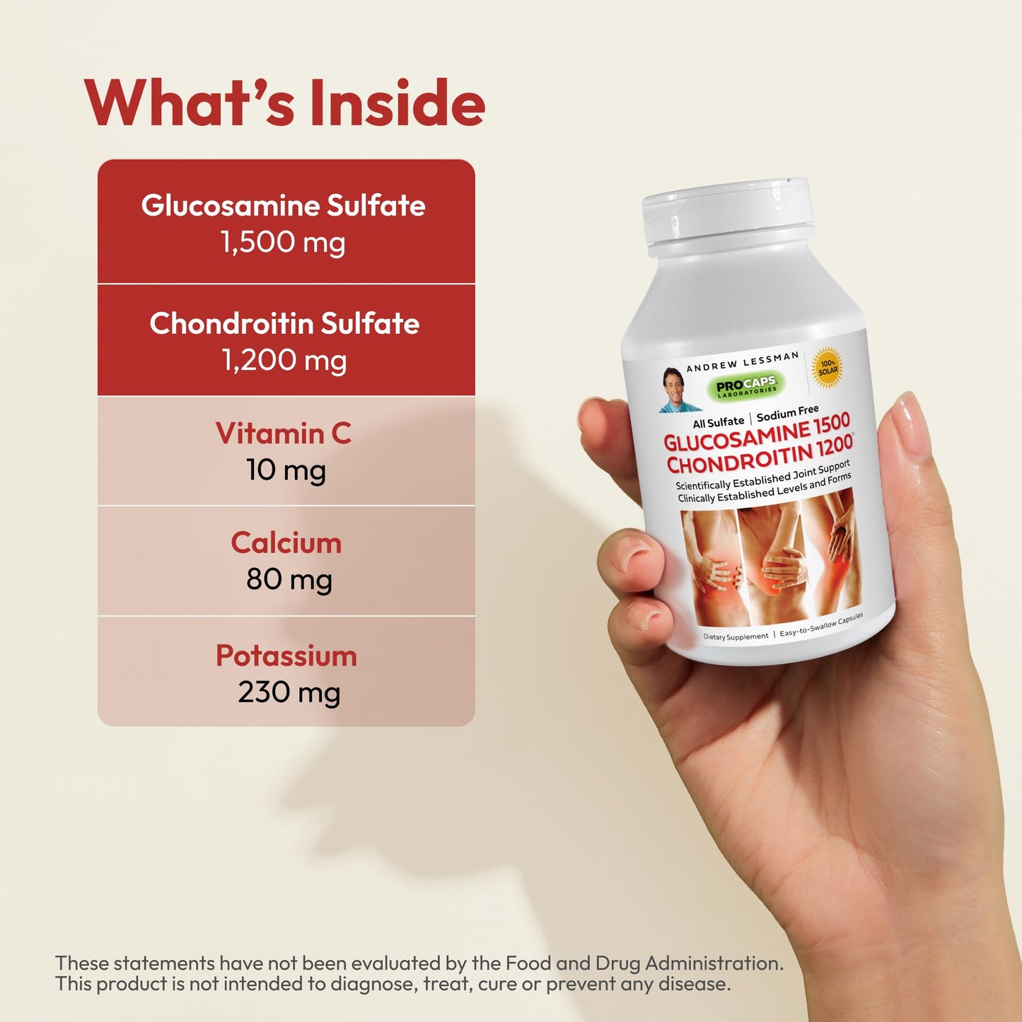 Andrew Lessman Glucosamine 1500 + Chondroitin 1200mg - 75 Caps (100% Sulfate Form)