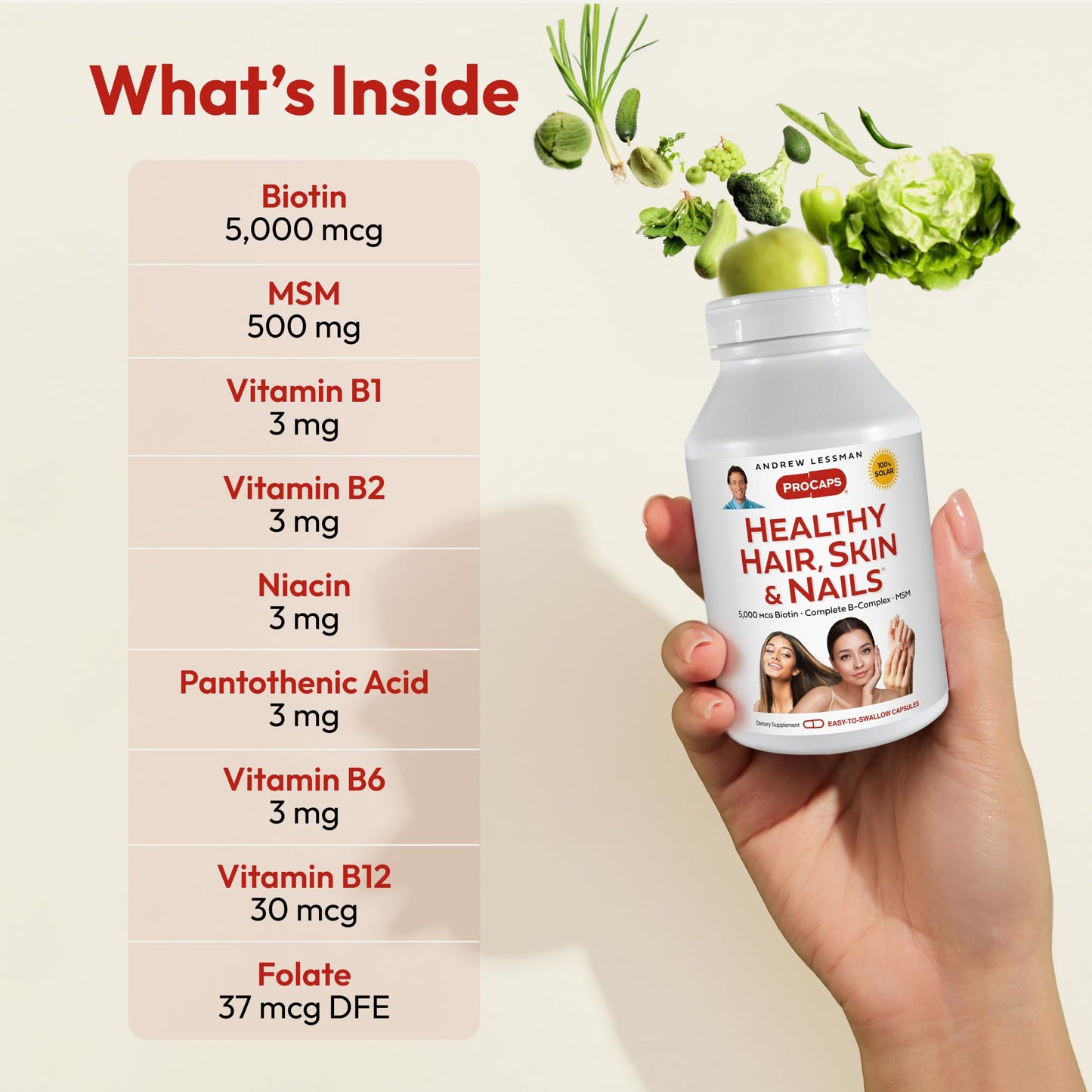 ANDREW LESSMAN Healthy Hair, Skin & Nails 60 Capsules - 5000 mcg Biotin