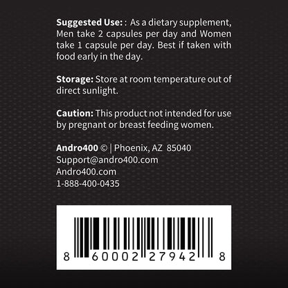 Andro400 Max Advanced T-Support & Nitric Oxide Booster – Tongkat Ali 100:1 + L-Arginine & L-Citrulline | 180 Capsules