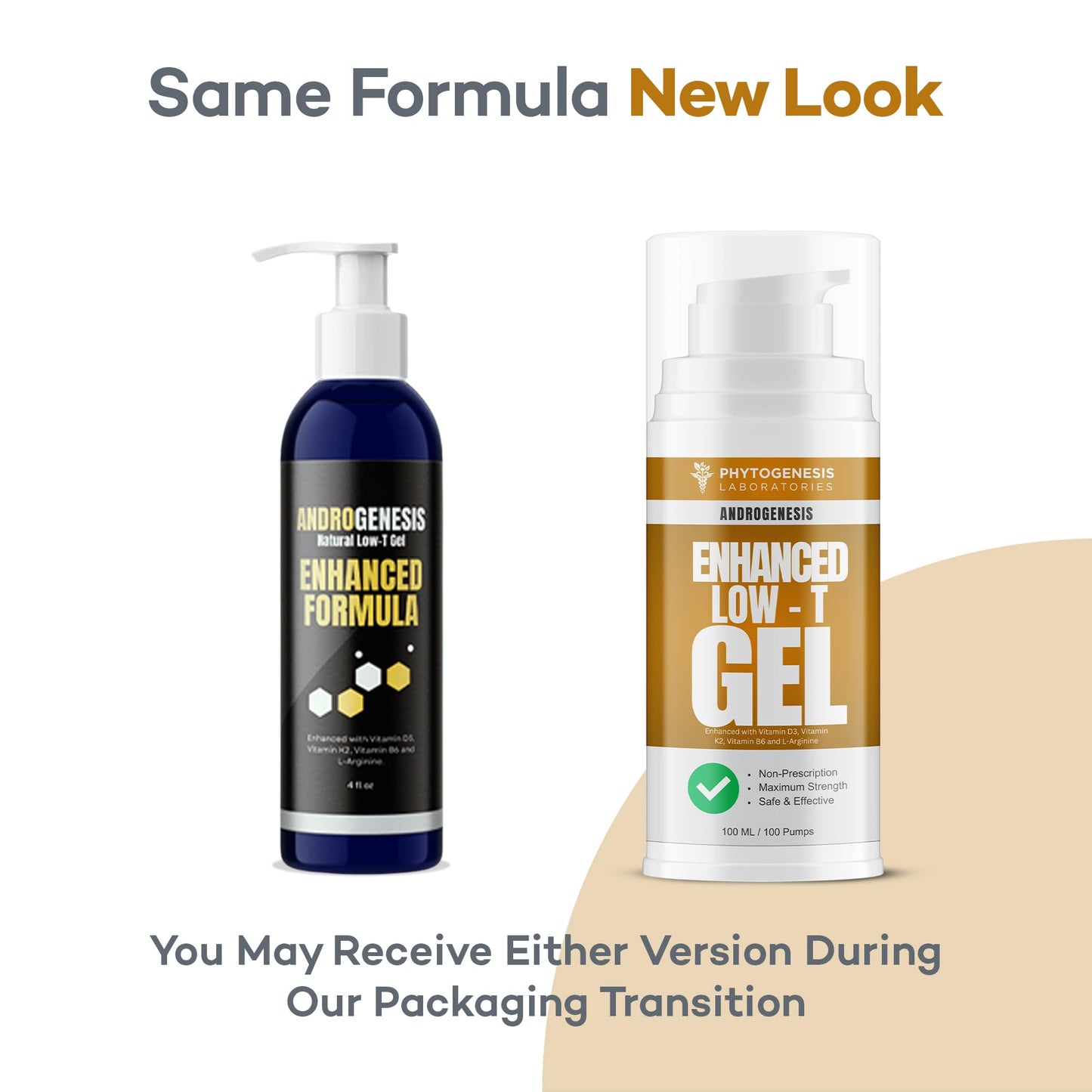 ANDROGENESIS Enhanced Formula – Low T Support Gel | T Booster for Men | D3, K2, B6, L-Arginine