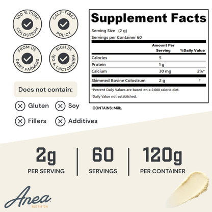 Anea Colostrum Unflavored – Immune & Gut Health Support | Made in USA | GMP Facility