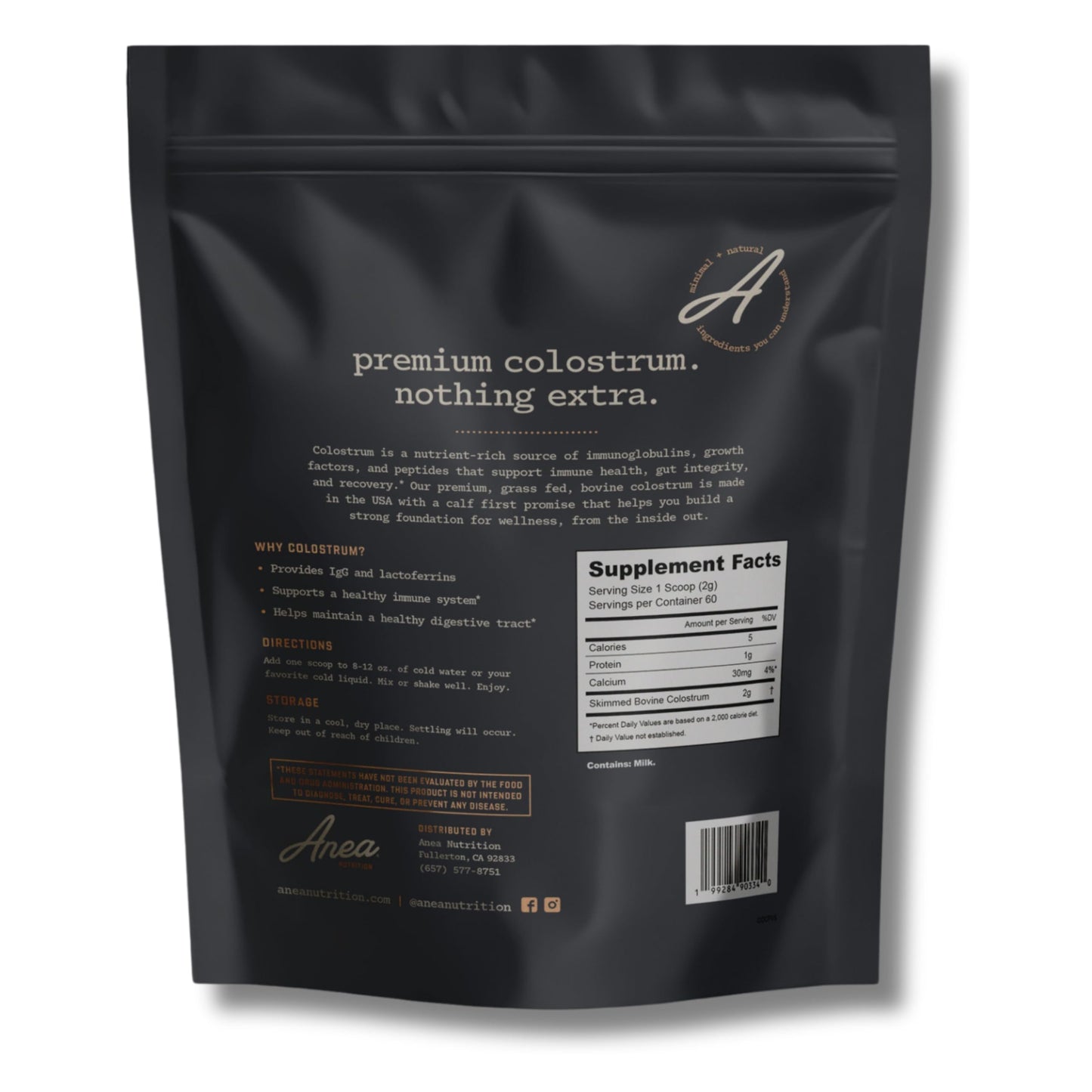 Anea Colostrum Unflavored – Immune & Gut Health Support | Made in USA | GMP Facility