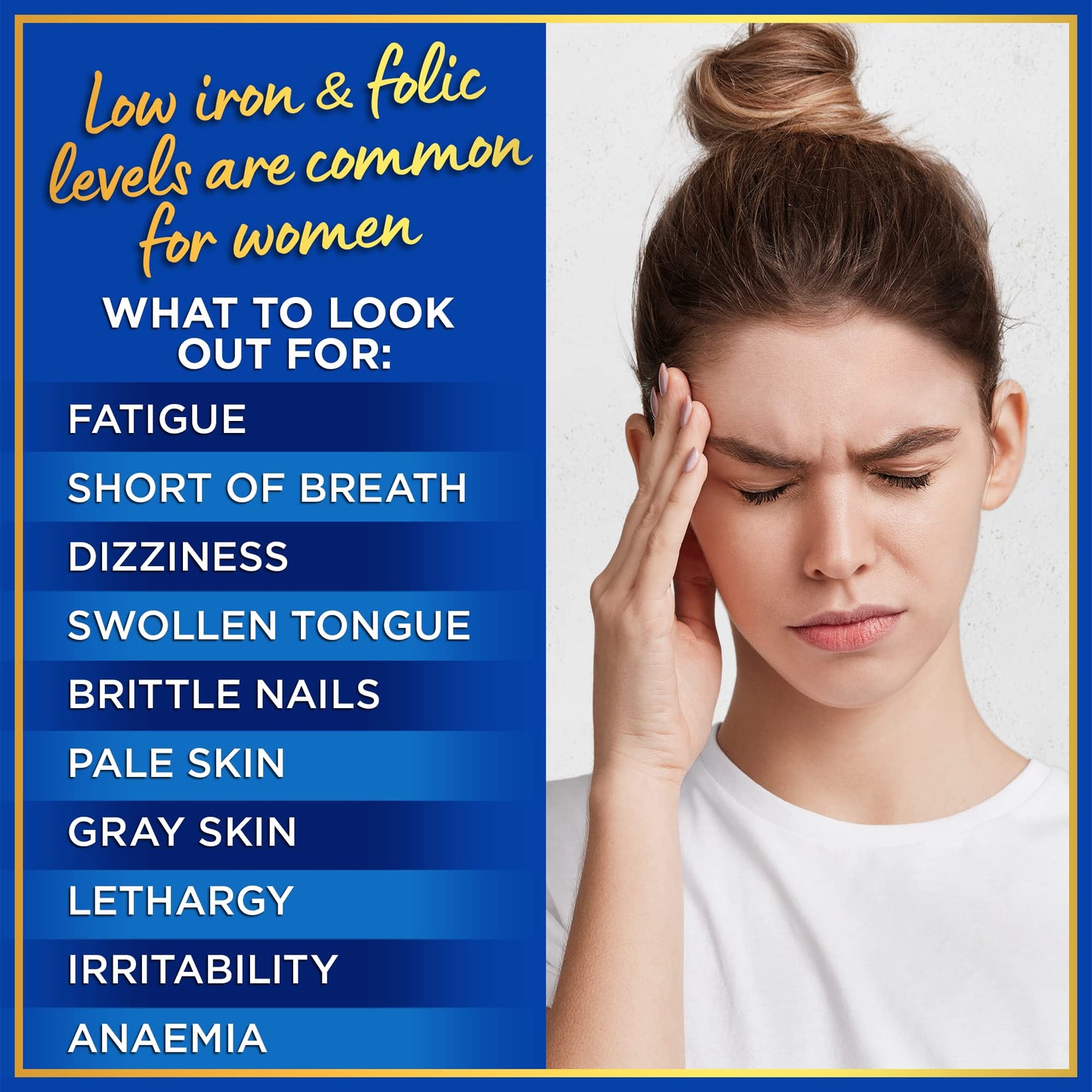 Iron and Folic Acid for Women – Gentle 35mg Iron, 400mcg Folic Acid – Vegan, 180 Tablets