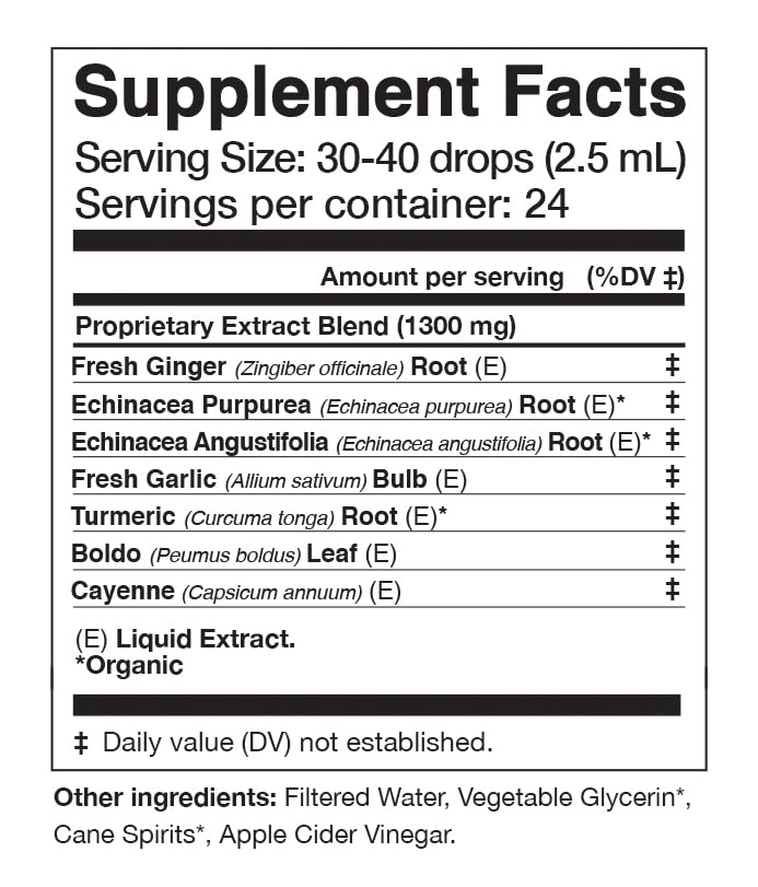 Anima Mundi Apothecary Cold's & Flu Tonic - Immune Support Drops with Echinacea, Garlic, Turmeric Root & Fresh Ginger - Immune System Support Liquid Supplement (2oz / 60ml)