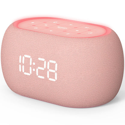 ANJANK White Noise Sound Machine Alarm Clock with Bluetooth Speaker – 21 Sounds, 7 Night Lights, Pink