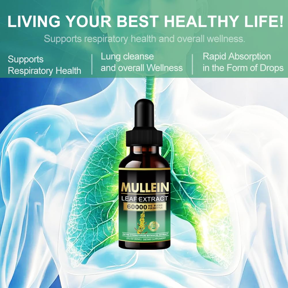 ANKUY Mullein Drops for Lungs – Lung Detox & Respiratory Support (2 Fl Oz)