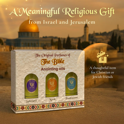 Anointing Oil for Prayer – 3 Bottles (10ml) Frankincense, Myrrh & Spikenard | Holy Land - Ein Gedi