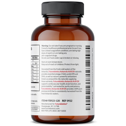 Futurebiotics Antarctic Krill Oil 1000mg – Omega-3 EPA/DHA, Astaxanthin, Phospholipids | 120 Softgels