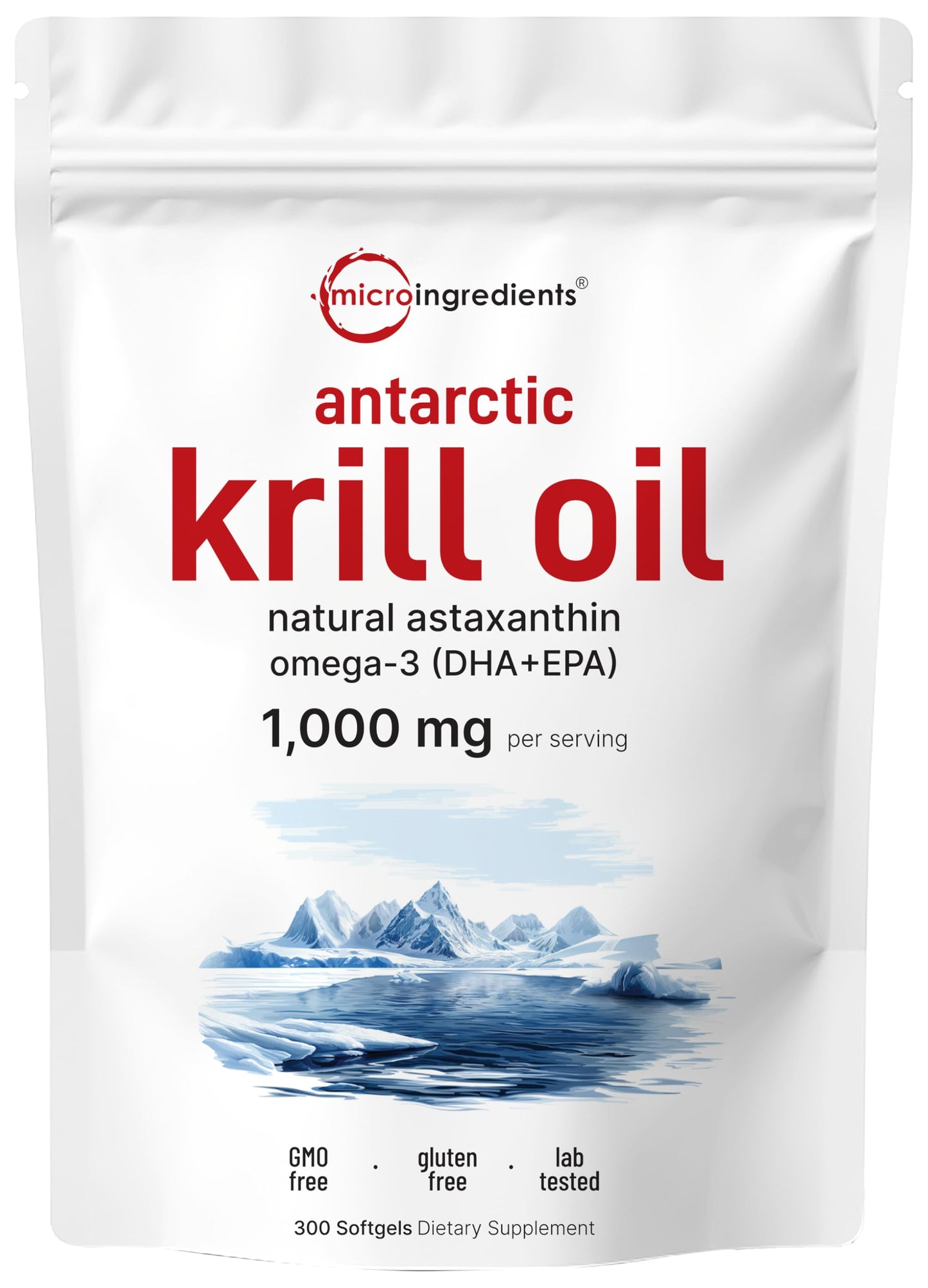 Antarctic Krill Oil 1000mg – 300 Soft-Gels with Natural Astaxanthin | EPA & DHA