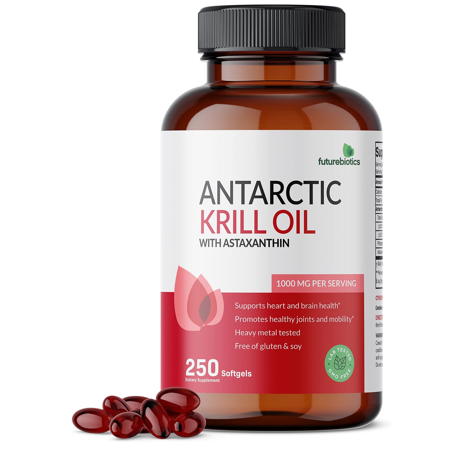 Futurebiotics Antarctic Krill Oil 1000mg – Omega-3 EPA/DHA, Astaxanthin, 250 Softgels
