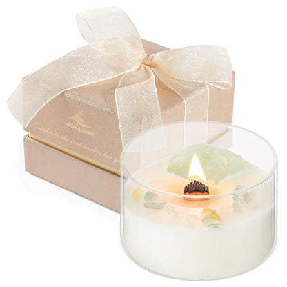 AntExpanse Vanilla Soy Candle – Wood Wick, Crystals, 55-Hour Aromatherapy (7oz)