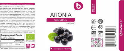 Organic Aronia Berry Capsules – Immune Support, 500mg | 90 Vegan Caps