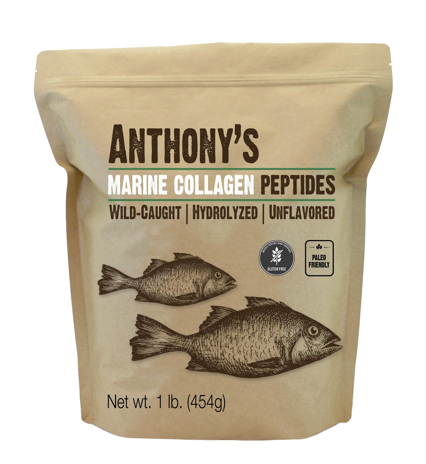 Anthony's Hydrolyzed Marine Collagen Peptides — Gluten-Free, Unflavored, Paleo & Keto Friendly, 1 Pound