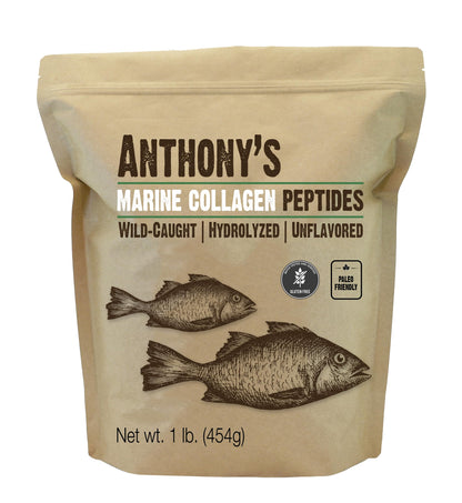 Anthony's Hydrolyzed Marine Collagen Peptides — Gluten-Free, Unflavored, Paleo & Keto Friendly, 1 Pound