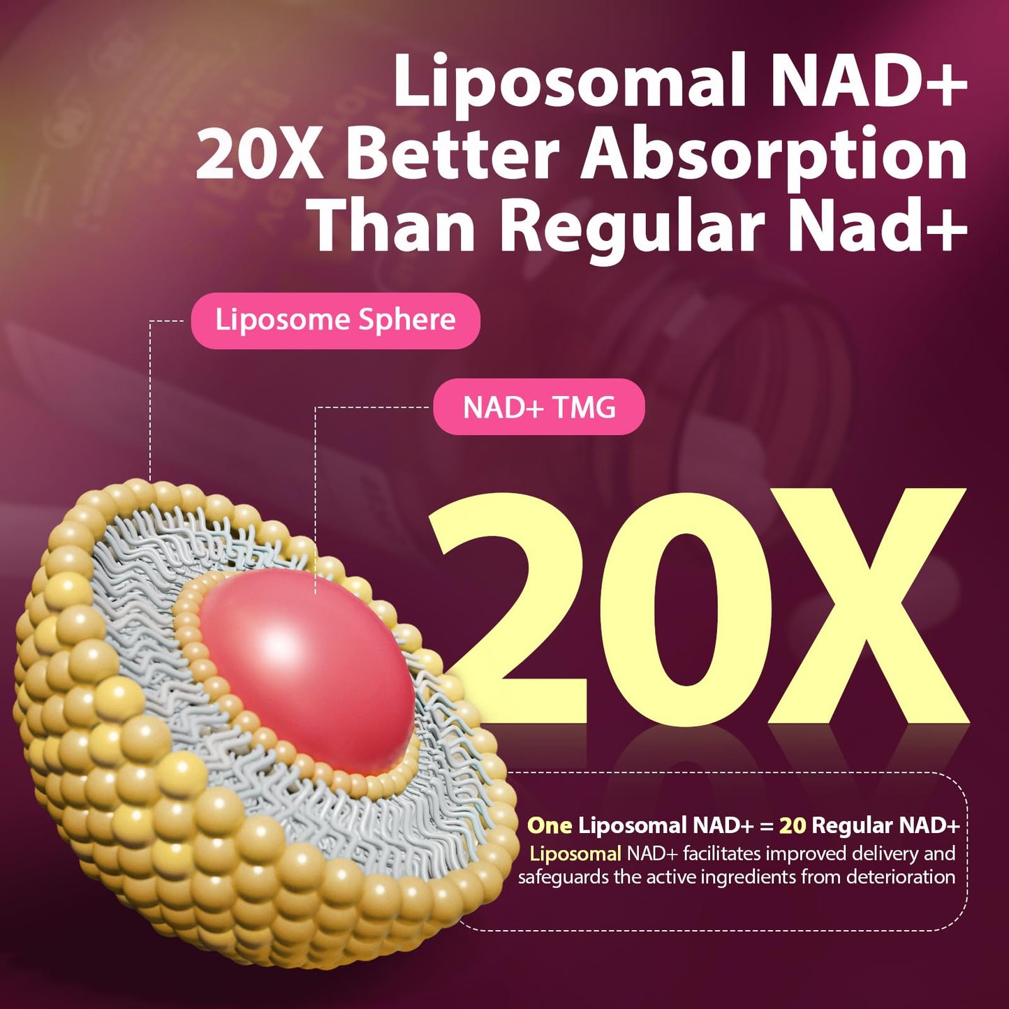 NAD Supplement 1100mg + Resveratrol 600mg | Liposomal NAD+ Capsules with Pterostilbene & Quercetin - Sizyok