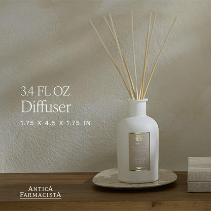 Antica Farmacista Home Ambiance Diffuser – Warm White, 3.4 fl oz | Long-Lasting Luxury Reed Diffuser Gift
