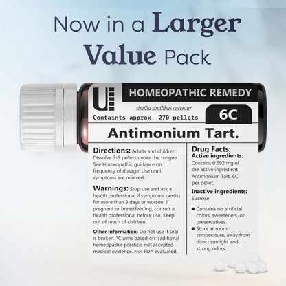 Antimonium Tartaricum 6C Homeopathic Remedy - 270 Pellets | Urenus