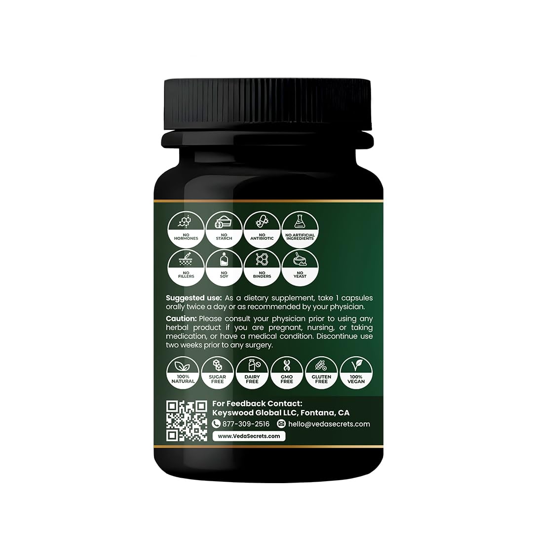 VedaSecrets Giloy Dietary Supplement - Tinospora Cordifolia, Organic Giloy Powder, 60 Vegetarian Capsules