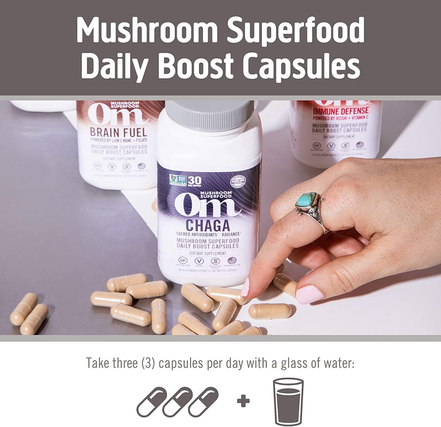 Om Mushroom Superfood Chaga Capsules | Immune Support, 90 Count