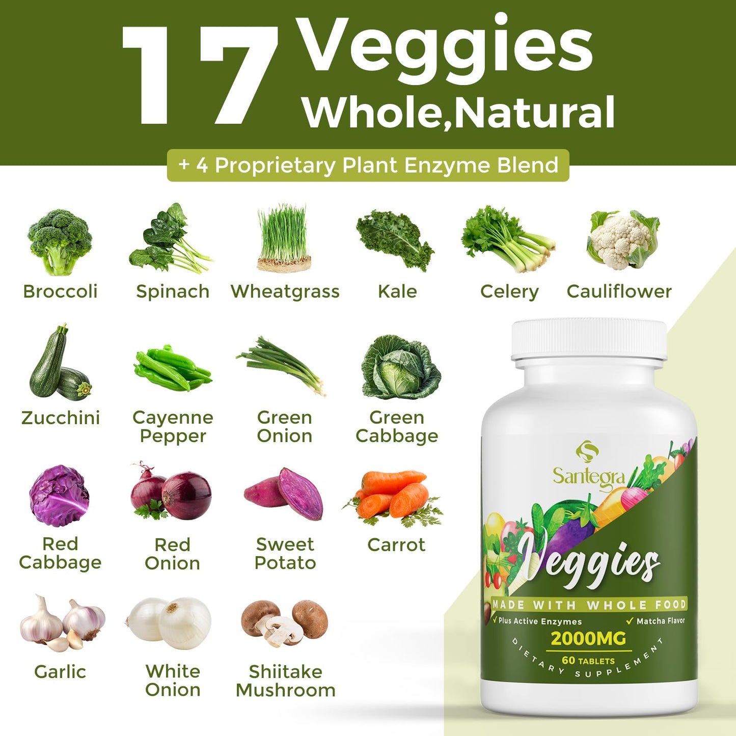 2000 MG Fruit & Veggies Supplement, 240 Tablets – 35+ Fruits & Veggies